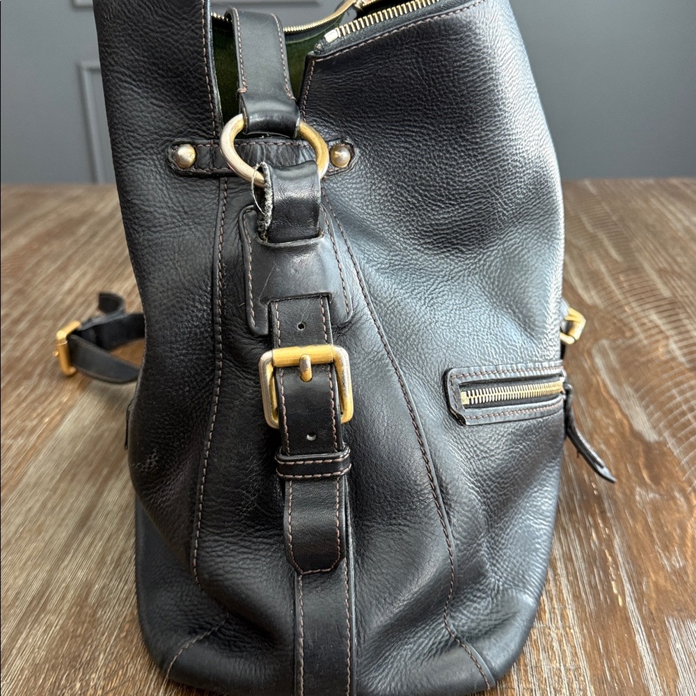 Dooney & Bourke Florentine Black Leather Foldover Tassle Large Crossbody Bag - Picture 8 of 16